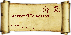 Szekretár Regina névjegykártya